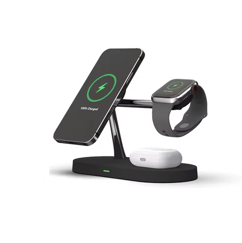 Support Chargeur Sans Fil 3 en 1 avec Veilleuse LED – Station de Charge Rapide Multifonction