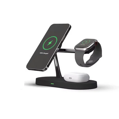 Support Chargeur Sans Fil 3 en 1 avec Veilleuse LED – Station de Charge Rapide Multifonction